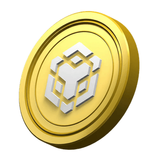 Moneda BNB de Binance como elemento decorativo en la sección de confianza de la comunidad
